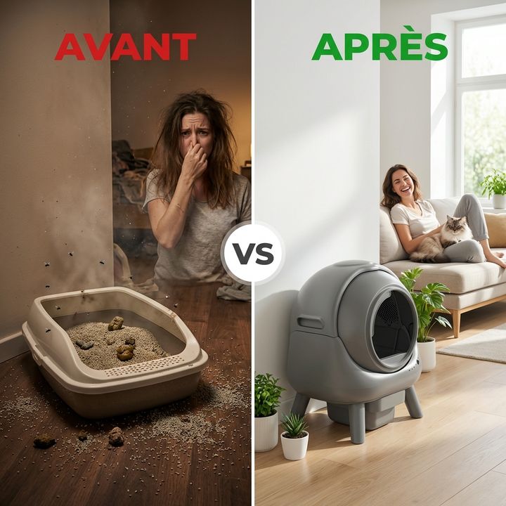 avant apres litiere automatique