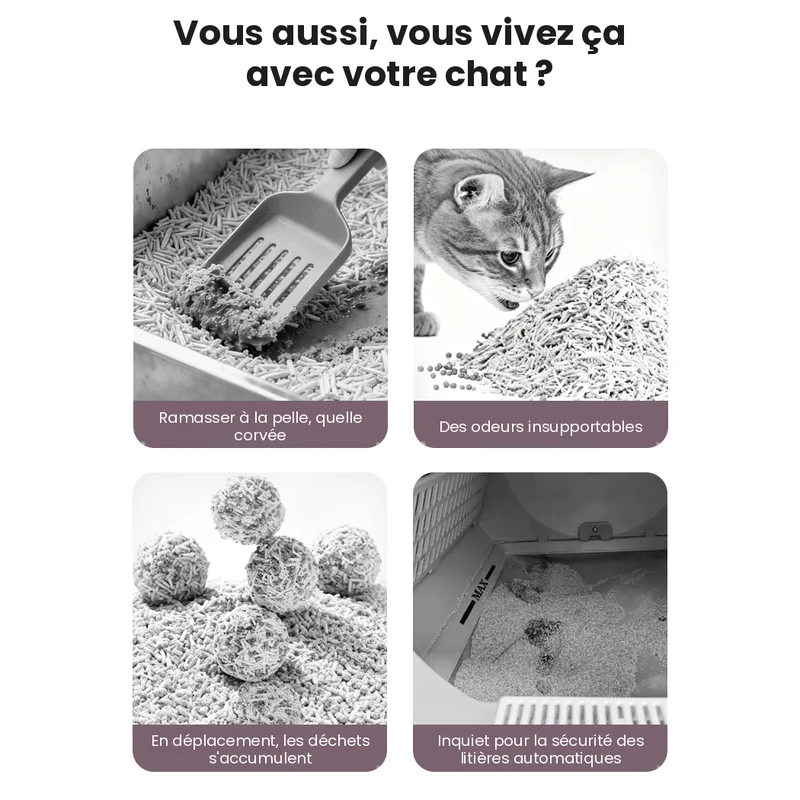 Les corvées d’une litière classique que la litière automatique easycat fait disparaître