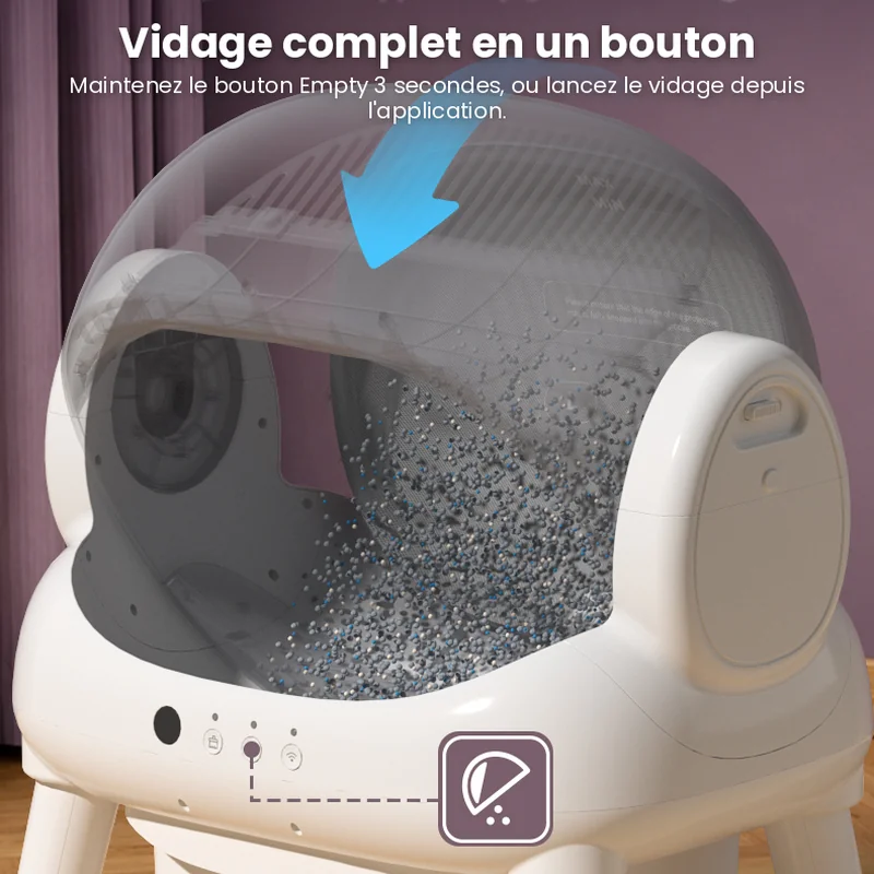 Bouton de vidage complet de la litière automatique ouverte easycat
